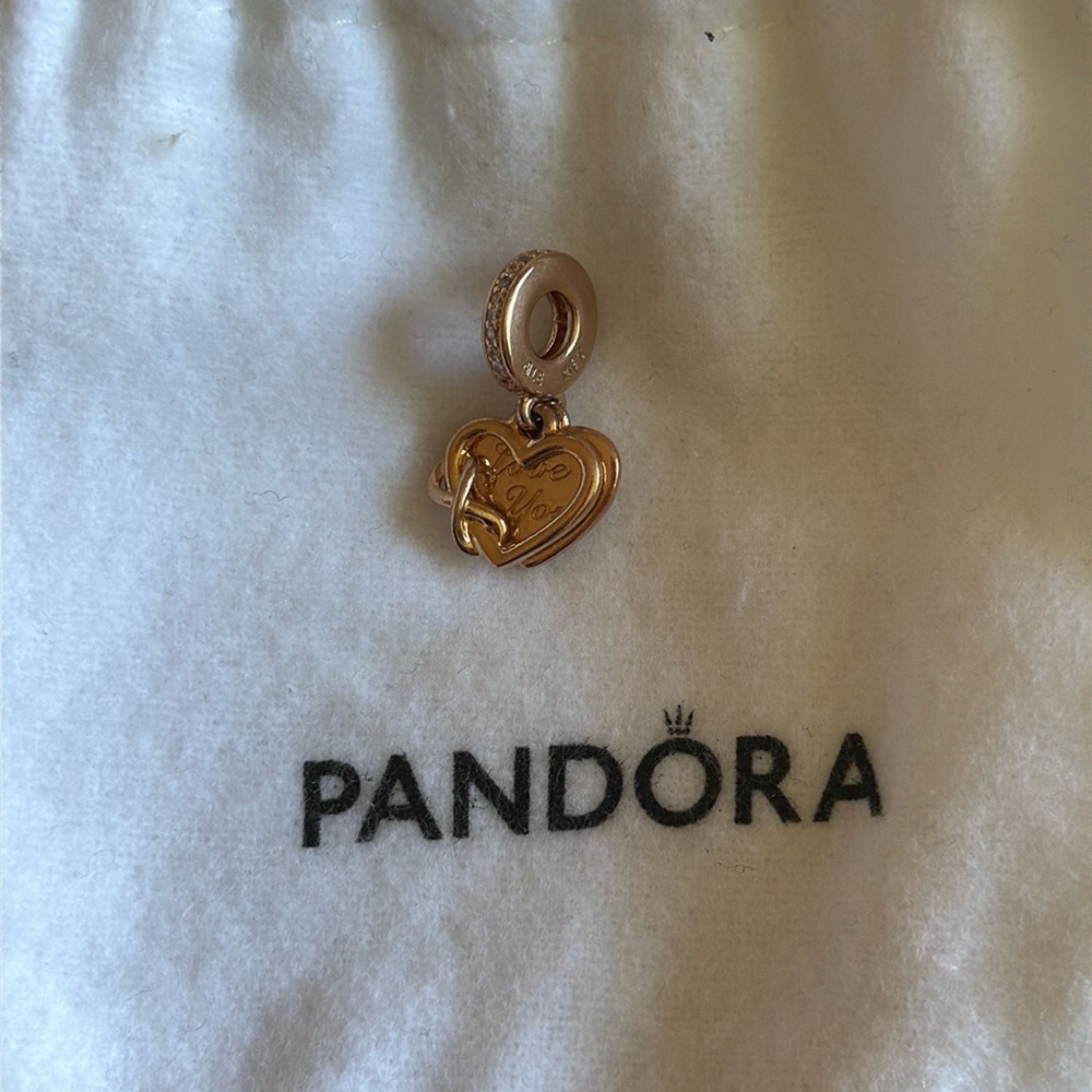 Pandora rose gold “love you” dangle charm